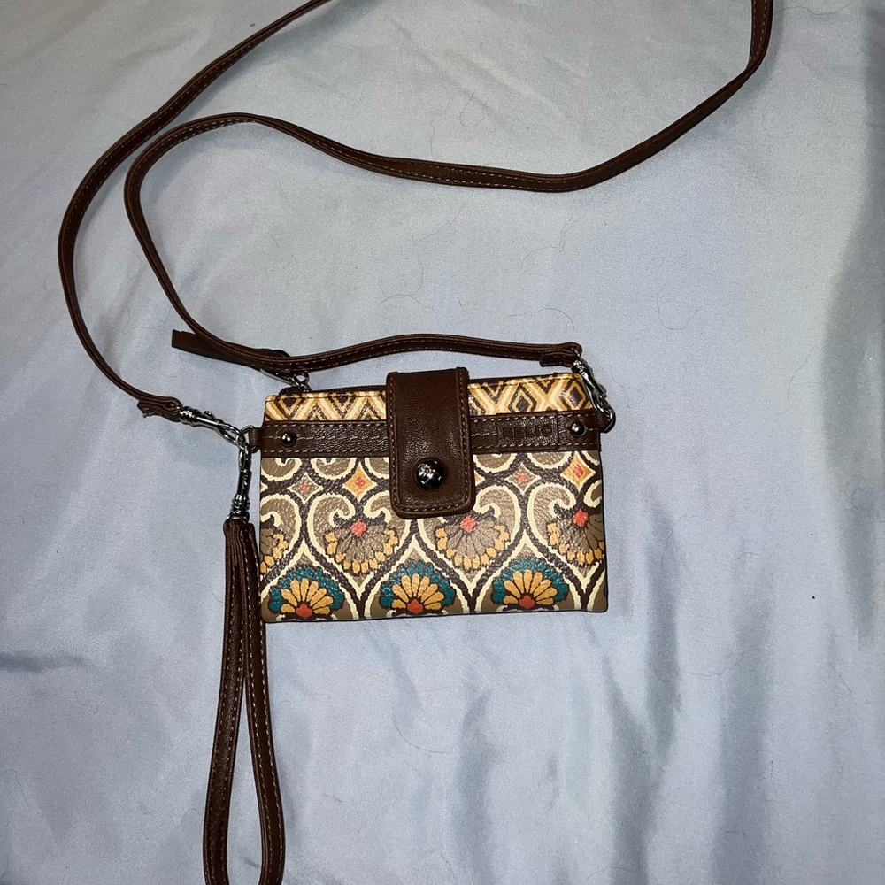 Relic crossbody or wristlet wallet